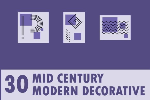 30 Mid Century Modern Decorative Graphics & Illustrations