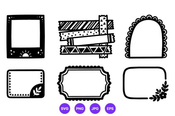 Black White Decorative Frames Tape: Graphics & Illustrations