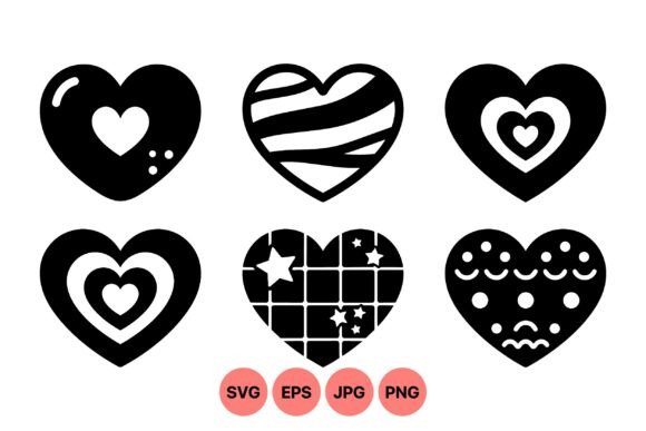 Cute Decorative Heart Icons Graphics