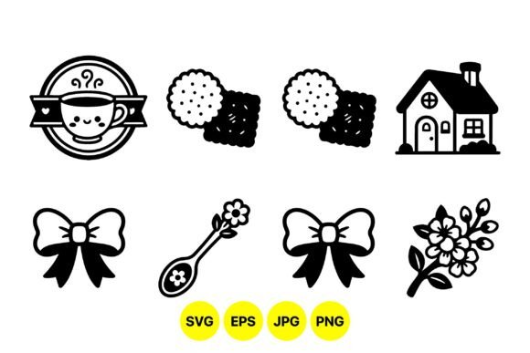 Cute Tea Time Decorative Graphics