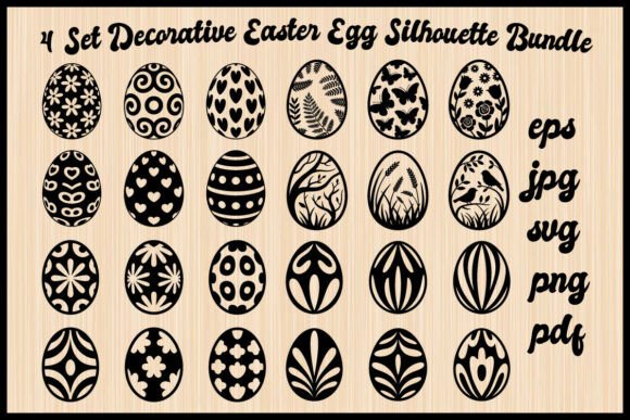Decorative Easter Egg Silhouette Graphics