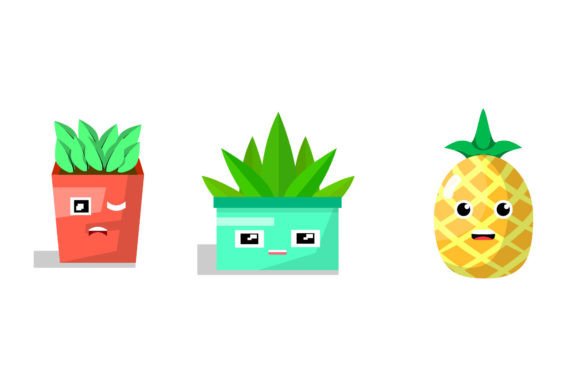 Decorative Plants Yellow Pineapple Graphics & Illustrations