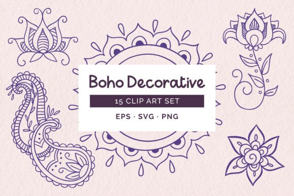 Hand-drawn Bohemian Decorative Elements: Graphics & Illustrations