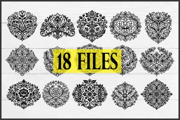 Vintage Decorative Damask Elements Graphics
